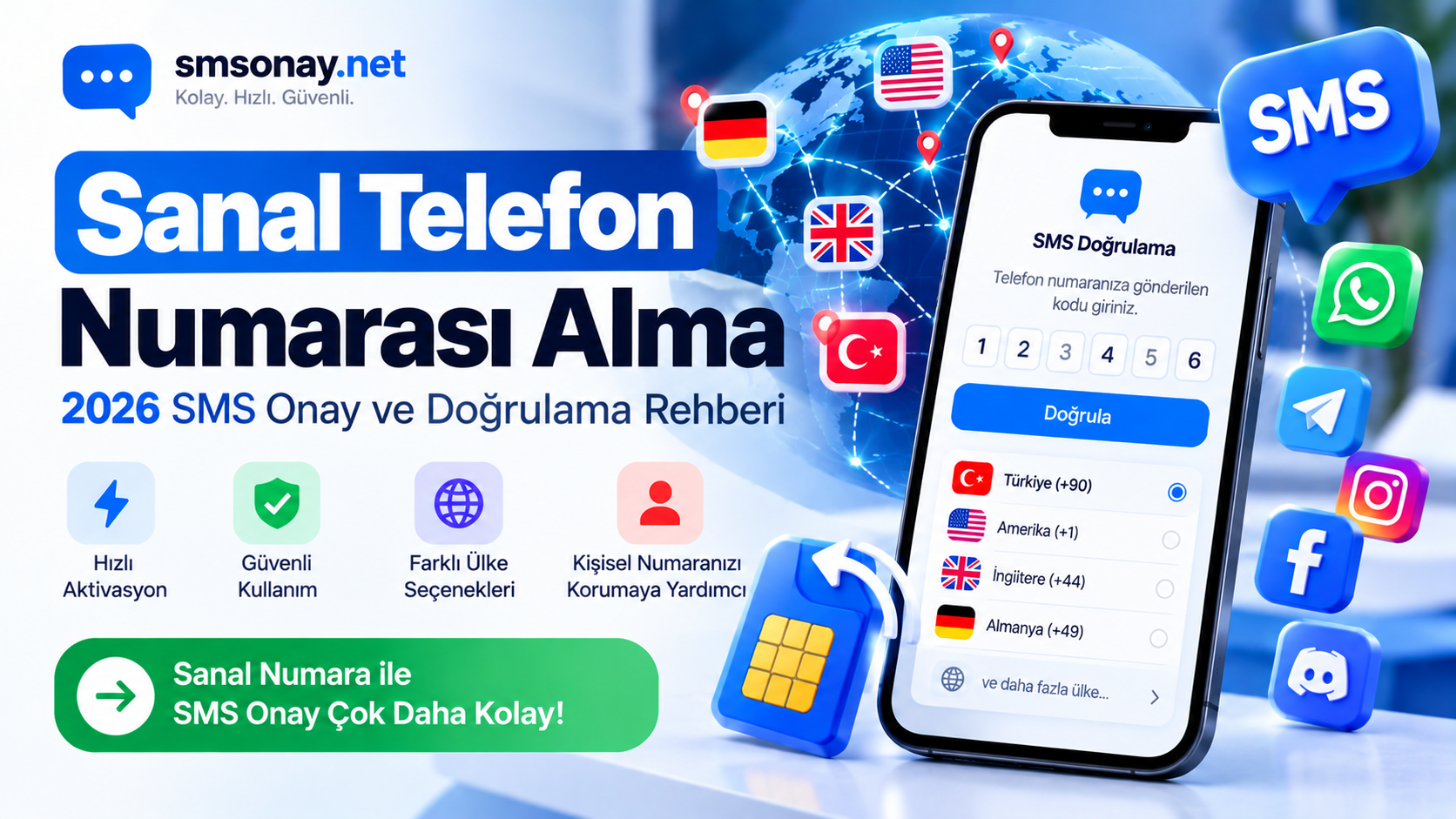 Sanal Telefon Numarası Alma ve SMS Onay 2026 | smsonay.net