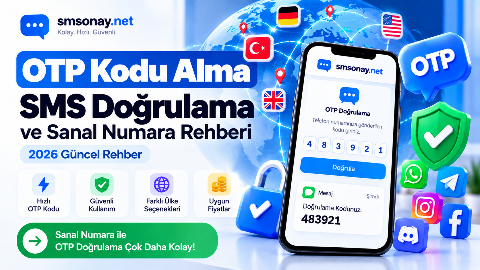OTP Kodu Alma ve SMS Doğrulama 2026 | smsonay.net